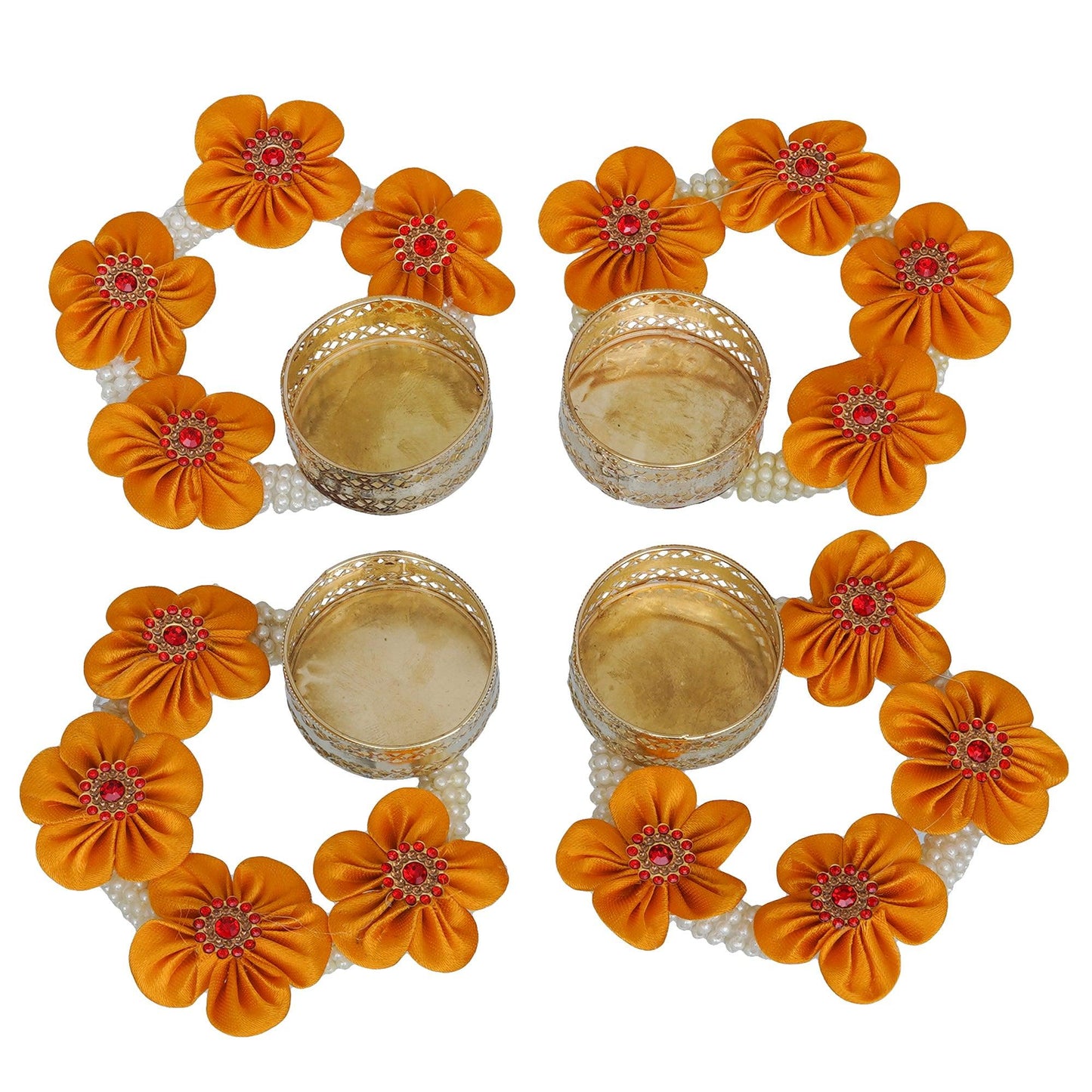 JaipurCrafts Premium Set of 4 Lotus Shape Tealight Candle Holder for Home and Office Decor | tealight Candle Holder for Diwali Decorations | Diwali Candles for Decorations ( 4 Inches)