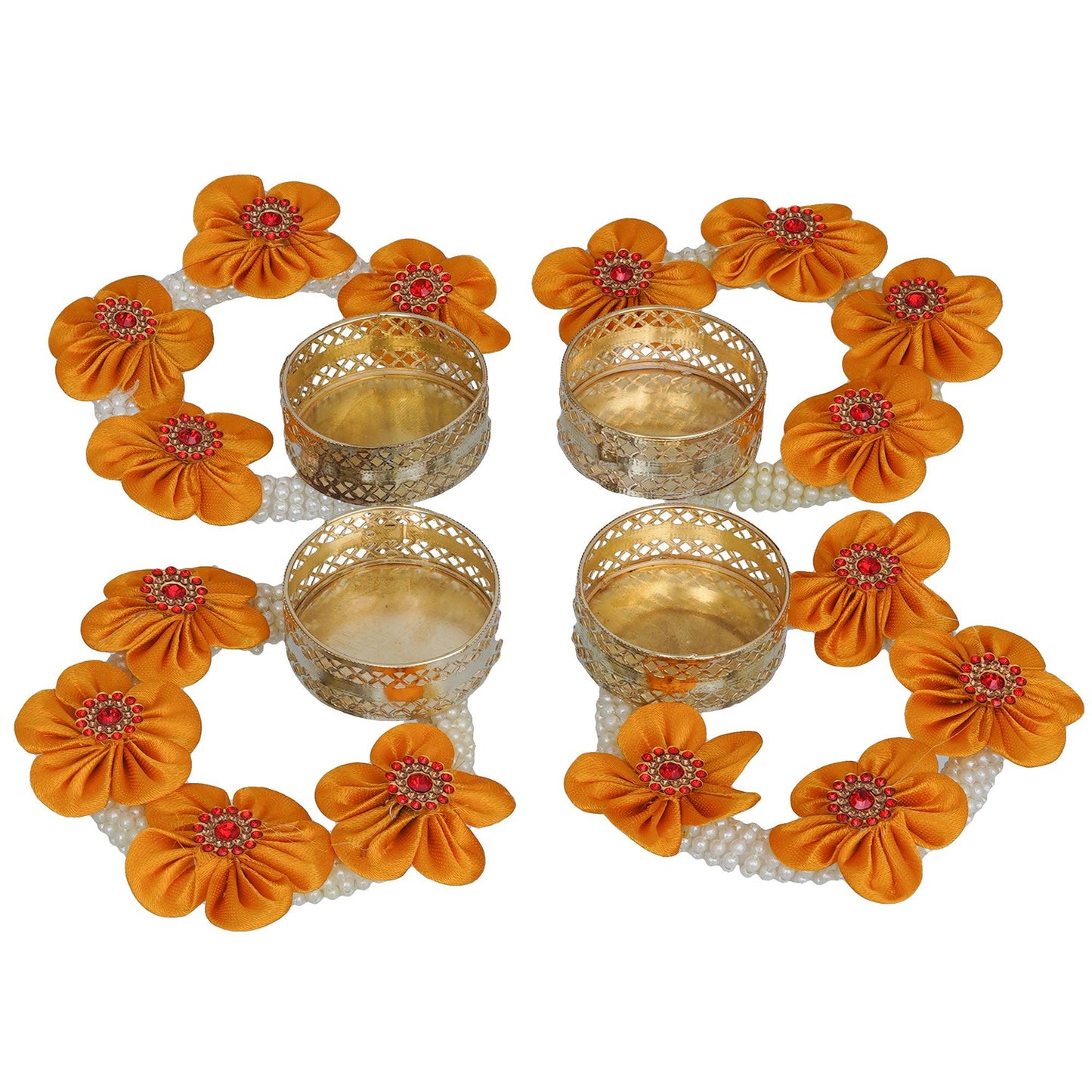 JaipurCrafts Premium Set of 4 Lotus Shape Tealight Candle Holder for Home and Office Decor | tealight Candle Holder for Diwali Decorations | Diwali Candles for Decorations ( 4 Inches)