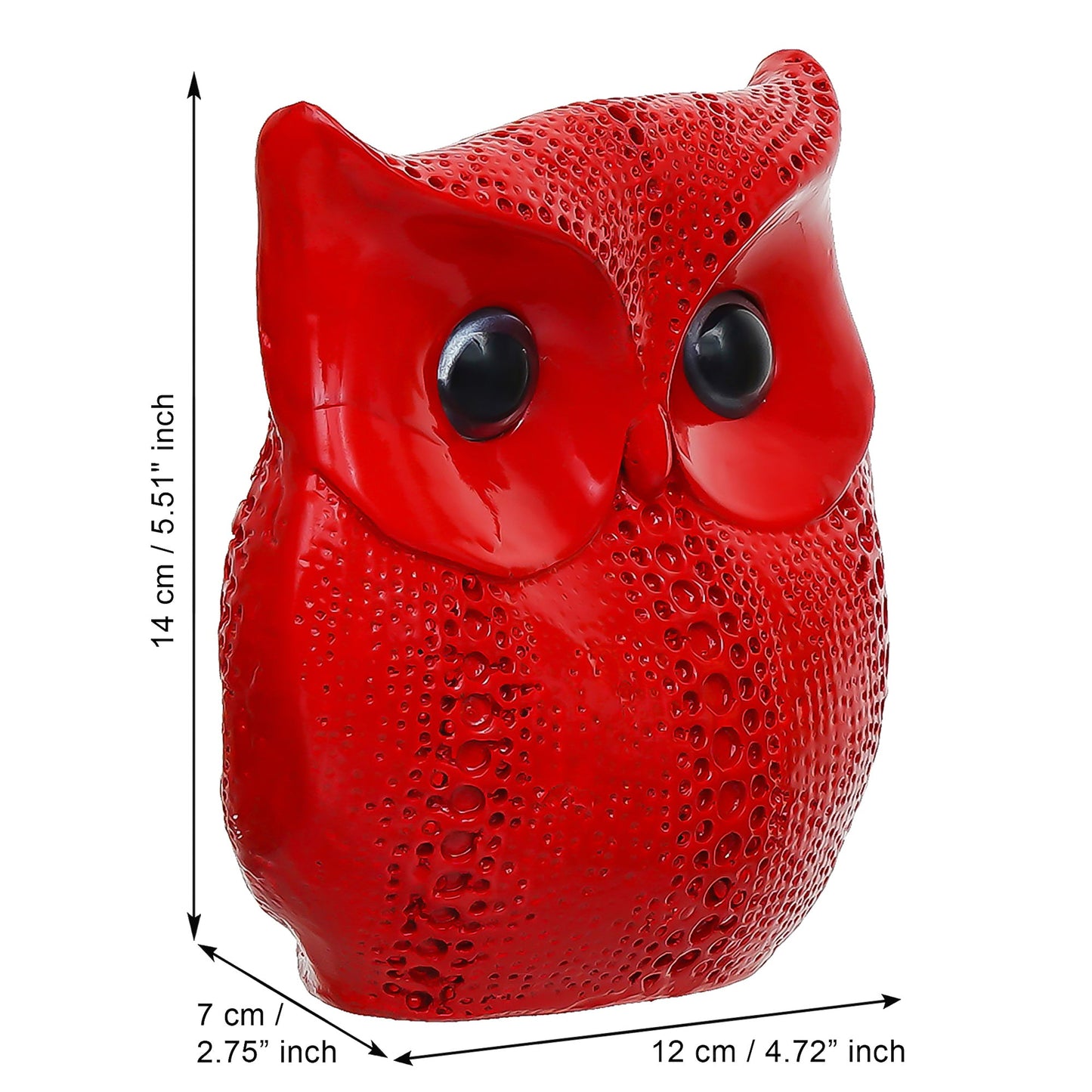 Webelkart Premium Resin Lucky Owl Art Figure Showpiece for Home/Office Decor,Decorative Items for Home Decor (Red-5.51" Inches)
