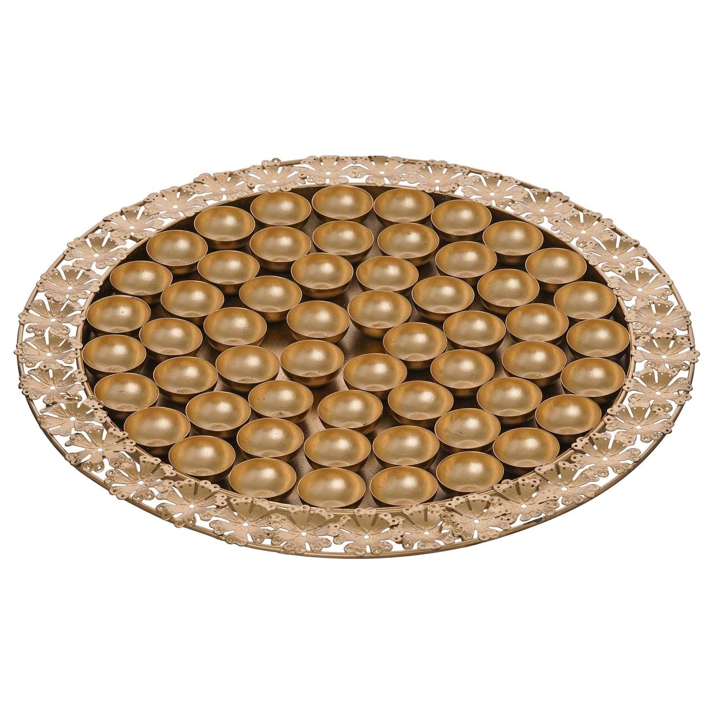 Webelkart Premium Flowers Chappan Bhog Thali/ Decorative Poojan Thali for Temple and Pooja Room Decor- Traditional Pooja Thali,56 Bhog Thali for laddu Gopal ( 15.5 Inches)