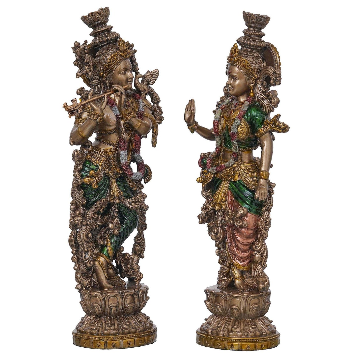Webelkart Premium Bronze Large Radha Krishna Idol Showpiece for Home and Pooja Decor - 14 x 5 x 3 inches, Bronze