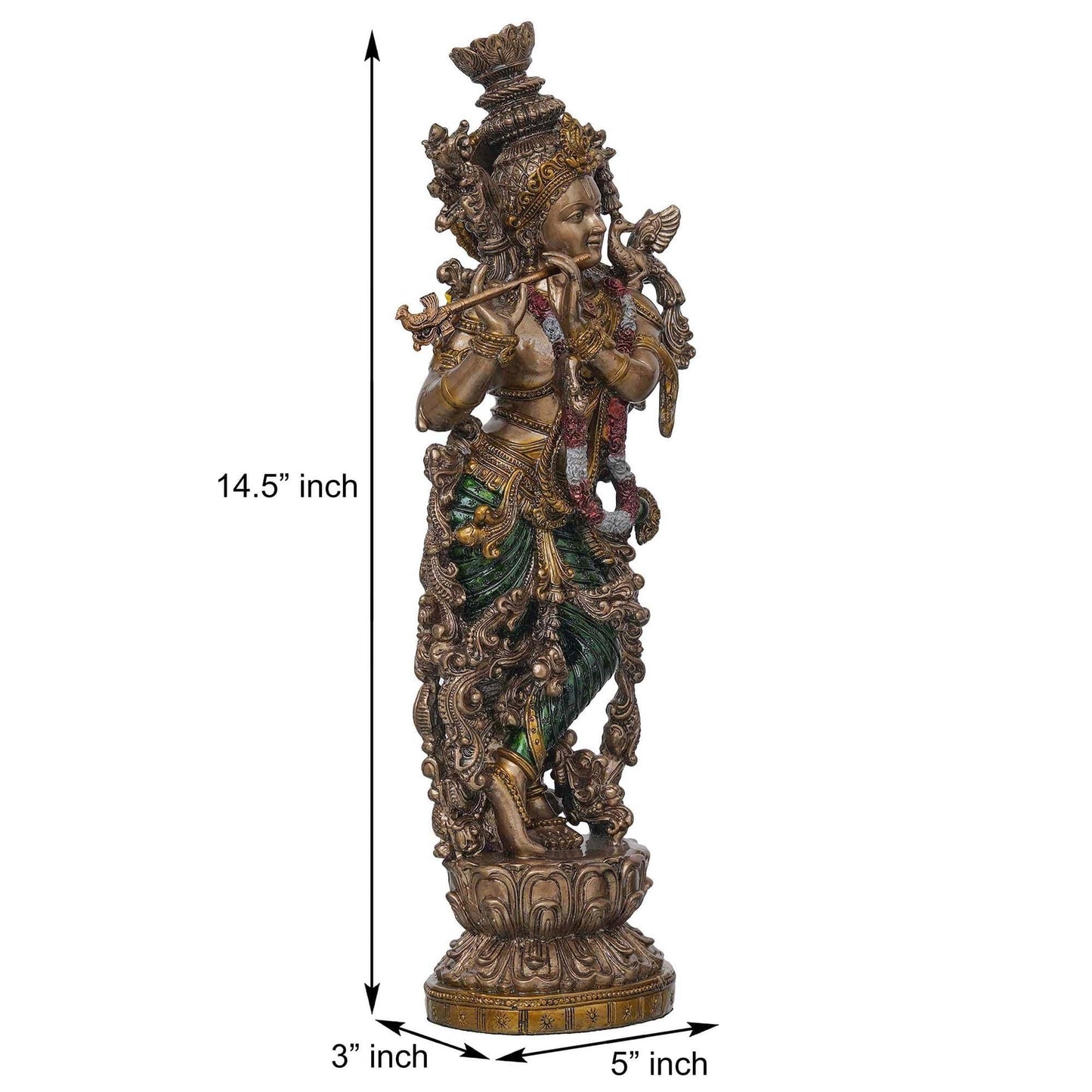 Webelkart Premium Bronze Large Radha Krishna Idol Showpiece for Home and Pooja Decor - 14 x 5 x 3 inches, Bronze