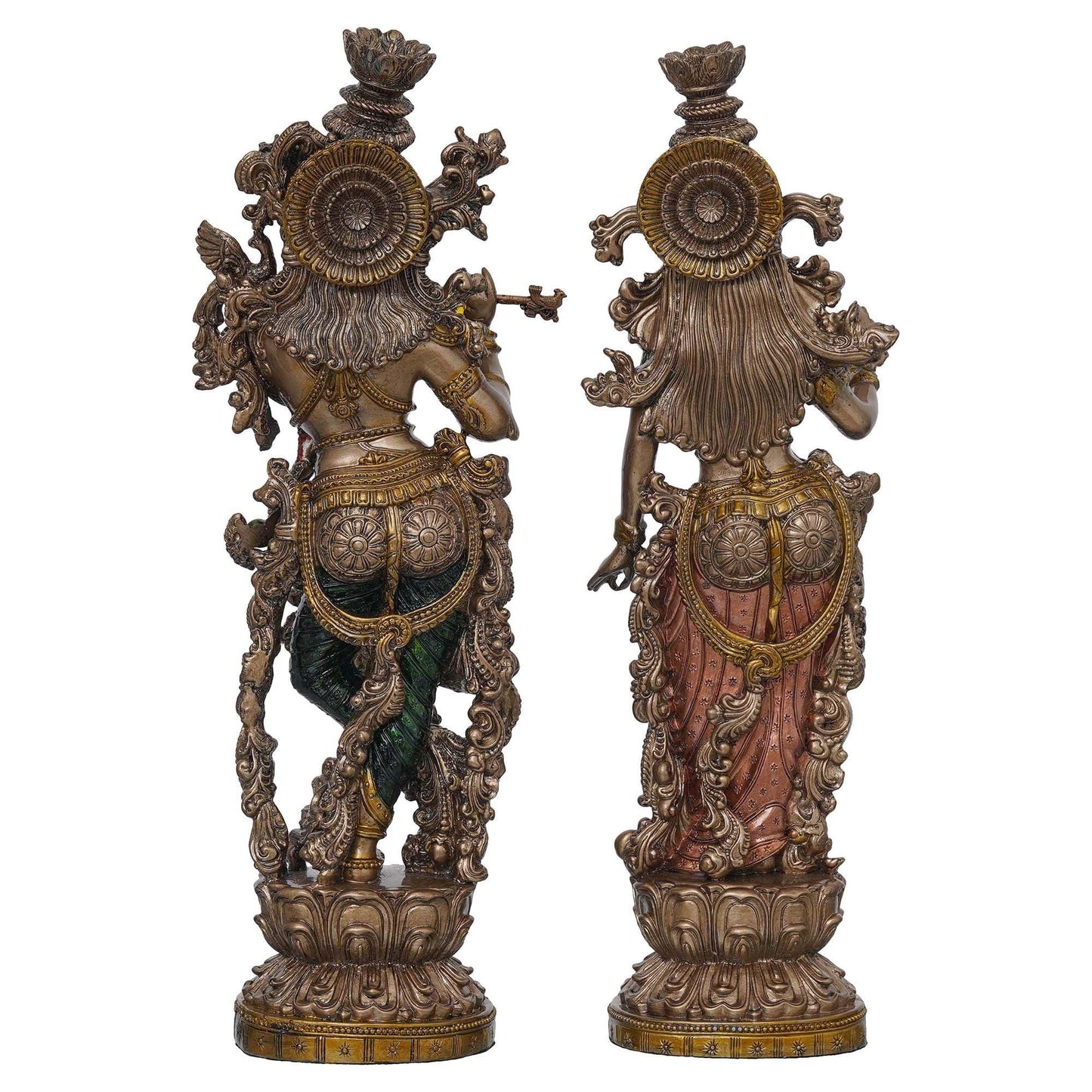 Webelkart Premium Bronze Large Radha Krishna Idol Showpiece for Home and Pooja Decor - 14 x 5 x 3 inches, Bronze