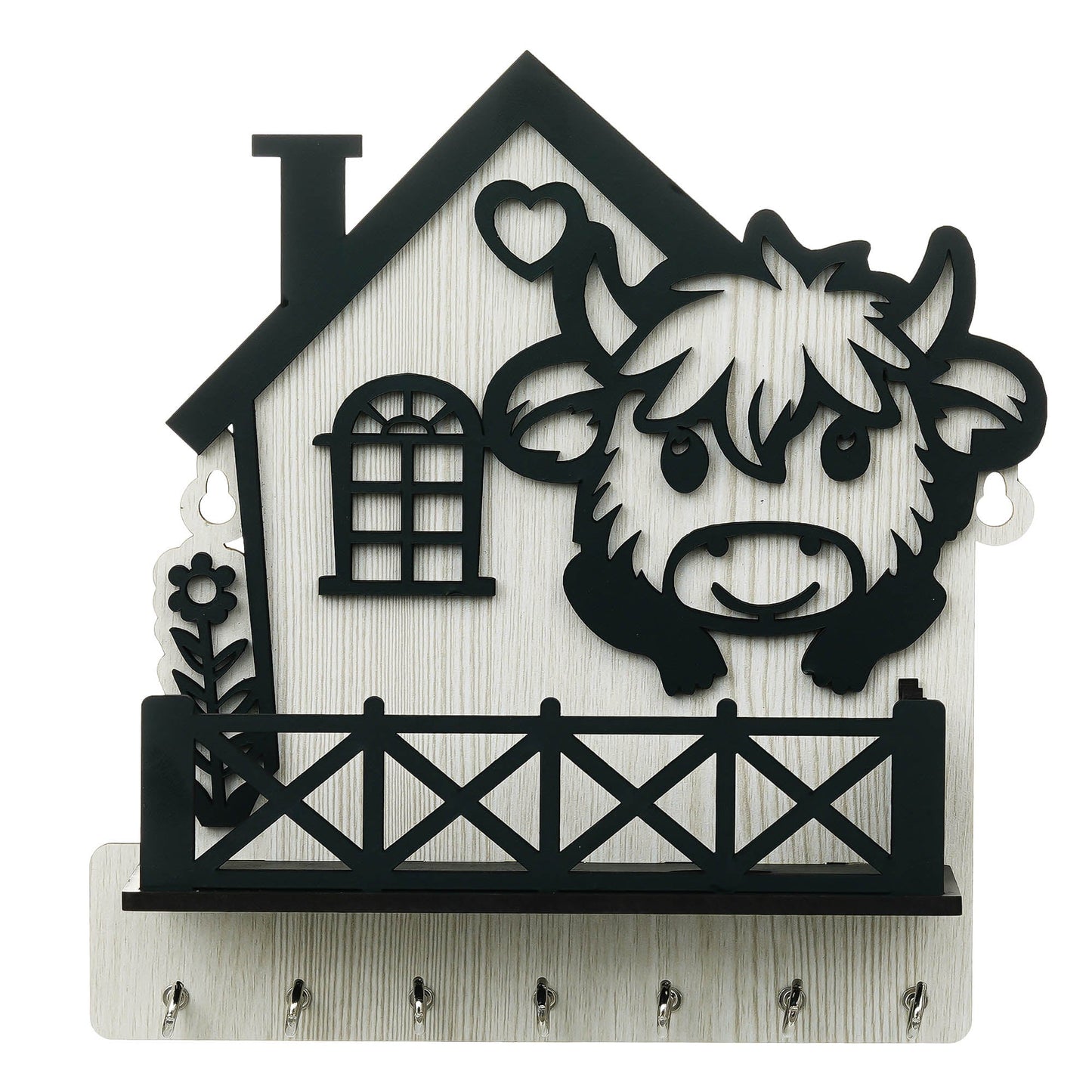 Webelkart Antique Designer Wooden House Keys Hanger Key Holder for Home/Office Decor, Key Holder with Mobile Charging Stand for Wall Decor Key Stand (8.5" Inches
