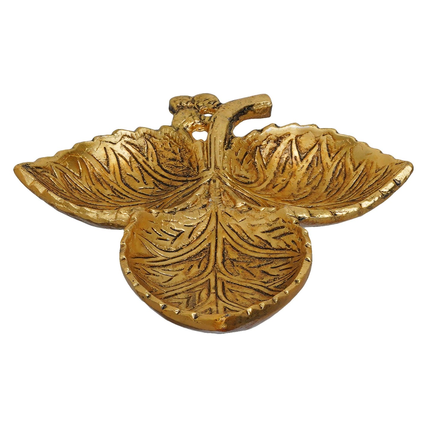 Webelkart Premium Metal Leaf Shape Dry Fruit Serving Tray/ Dry Fruit Box for Diwali Decorations