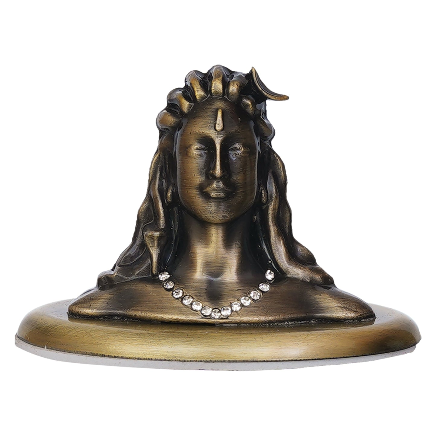 Webelkart Premium Metal Adiyogi Shiva Statue for Home and Car Dashboard (Self Adhesive, 2.5 in) (Green)