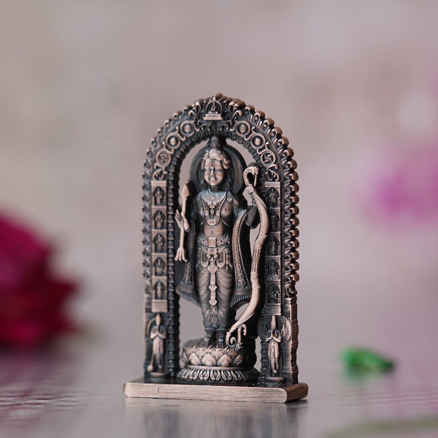 Webelkart Premium Ram Lalla Statue for Car Dashbord and Home Decor | Ram Lalla Idol Ayodhya Shree Ram Murti Showpiece (2.75" Inches-Metal) (Copper)