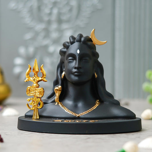 Webelkart Premium Resin Adiyogi Shiva Idol with Trishul for Home Decor - Adiyogi Showpiece for Car Dashboard Shiva Idol for Pooja/Office Decor (Self Adhesive 6" Inches) Shivratri Gift Statue