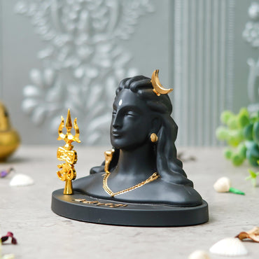 Webelkart Premium Resin Adiyogi Shiva Idol with Trishul for Home Decor - Adiyogi Showpiece for Car Dashboard Shiva Idol for Pooja/Office Decor (Self Adhesive 6" Inches) Shivratri Gift Statue