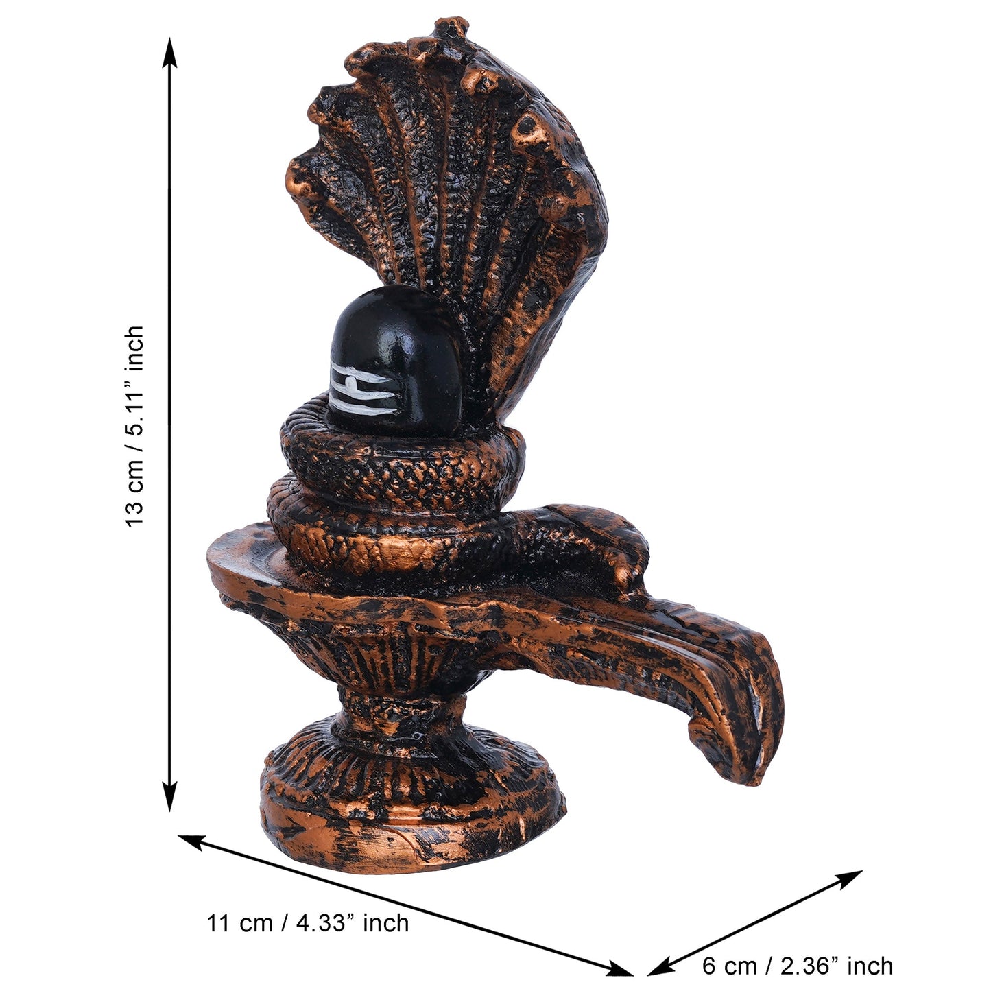 Webelkart Premium Shivling with 5 Sheshnaag Showpiece for Pooja Decor Shivling Statue Idol, Mahadev Murti, Lord Shankara for Home Decor (Shivling with 5 Sheshnaag 5.11" Inches)
