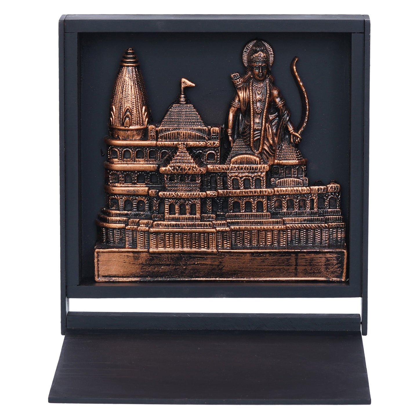 Webelkart Premium Ram Mandir Ayodhy Temple with Box Beautiful Mandir Pooja Room Home Decor Office/Home Temple Resin (Size-11) Copper