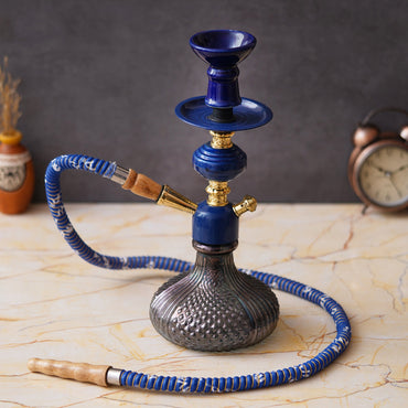JaipurCrafts Premium Black Blue Russian Hookah Set (12.20" Inches) Hookha For Home Decor Hookha