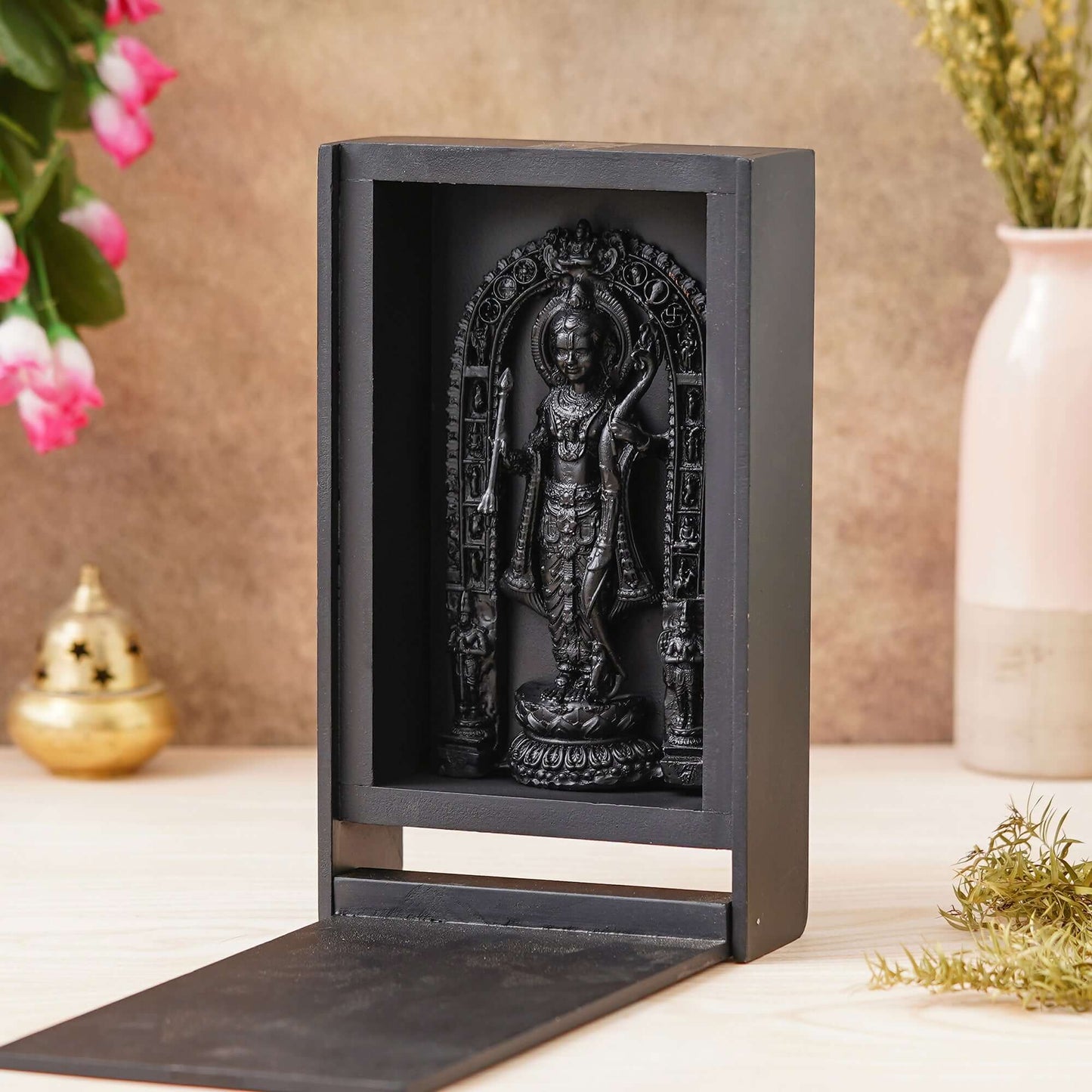 JaipurCrafts Antique Lord Ayodhya Ram Idol Murti Showpiece | Ram ji ki Murti Lalla Statue in Ayodhya Mandir for Home and Office Decor -Full Black