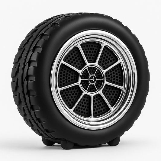 Tyro: Tyre-Shaped Wireless Bluetooth Speaker with Deep Bass, 10W Stereo Sound, 12-Hour Playtime, AUX/TF/USB Support & Portable Car-Inspired Design