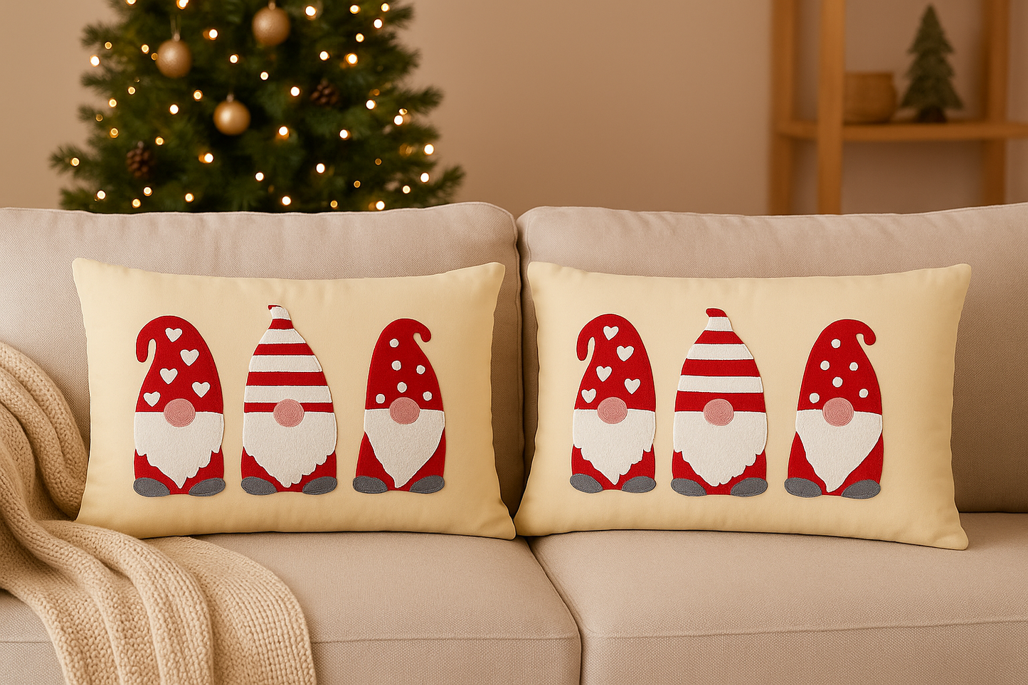 16 x 26 CM set of 2 Tree Embroidery velevt pillow with filler