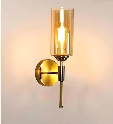 SALUTO ANTIQUE BRASS WALL LIGHT WITH GLASS GOLDEN