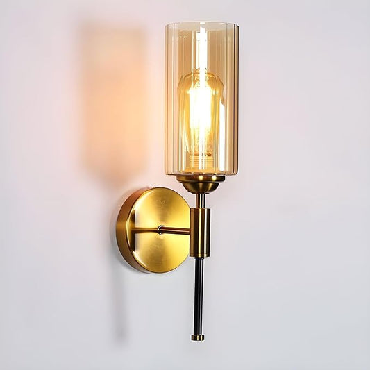 SALUTO ANTIQUE BRASS WALL LIGHT WITH GLASS GOLDEN