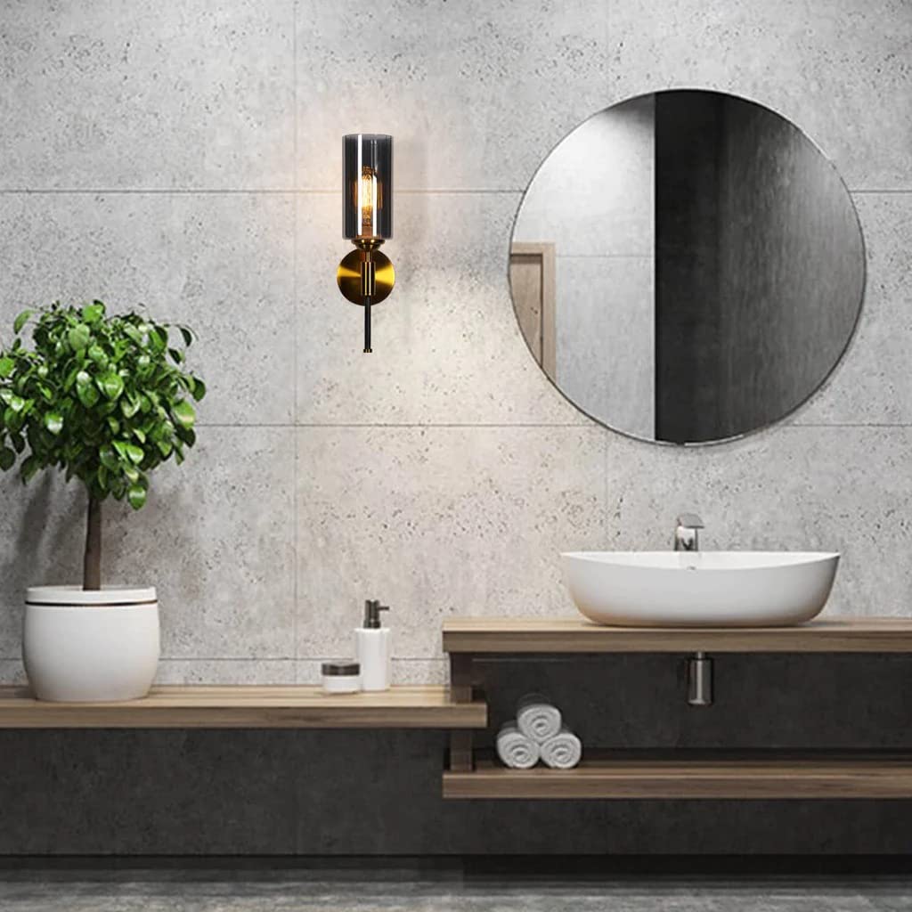 Electricals Saluto Wall Light for Bedroom, Living Room, Home Decor - Metal, Glass Body (Smoke)