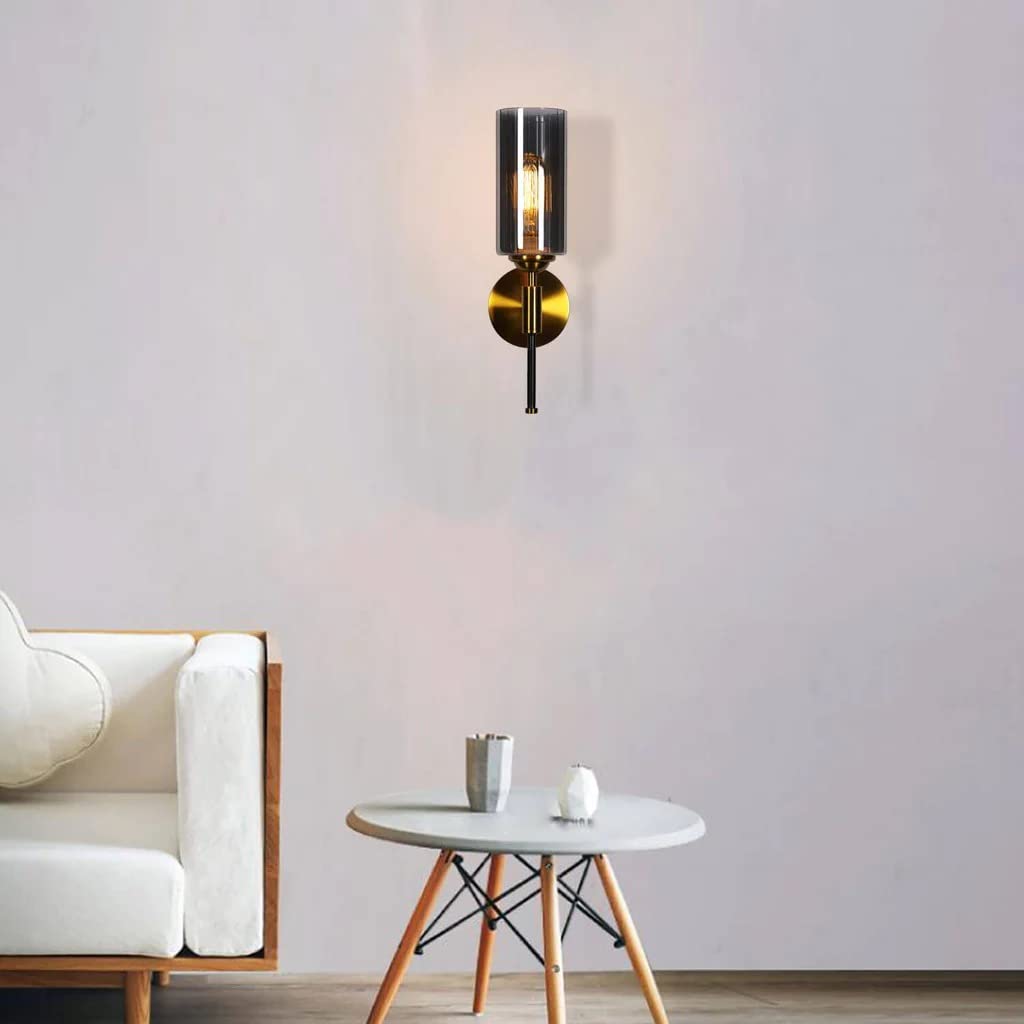 Electricals Saluto Wall Light for Bedroom, Living Room, Home Decor - Metal, Glass Body (Smoke)