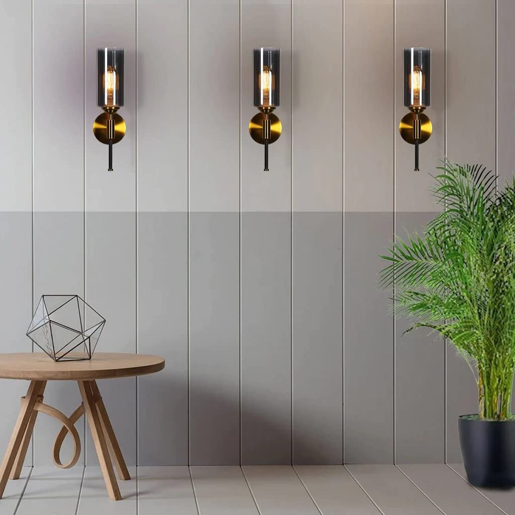 Electricals Saluto Wall Light for Bedroom, Living Room, Home Decor - Metal, Glass Body (Smoke)