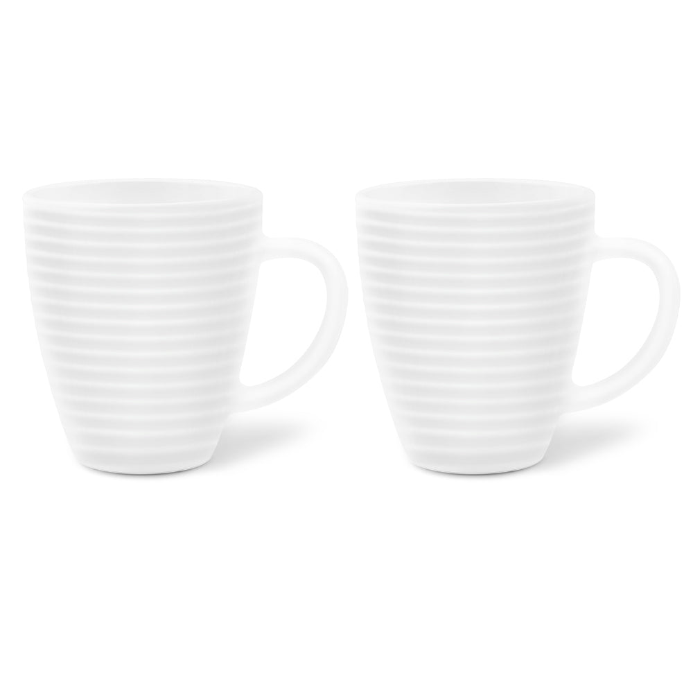 Larah By Borosil Orbit Mug, White, 240ml x 2