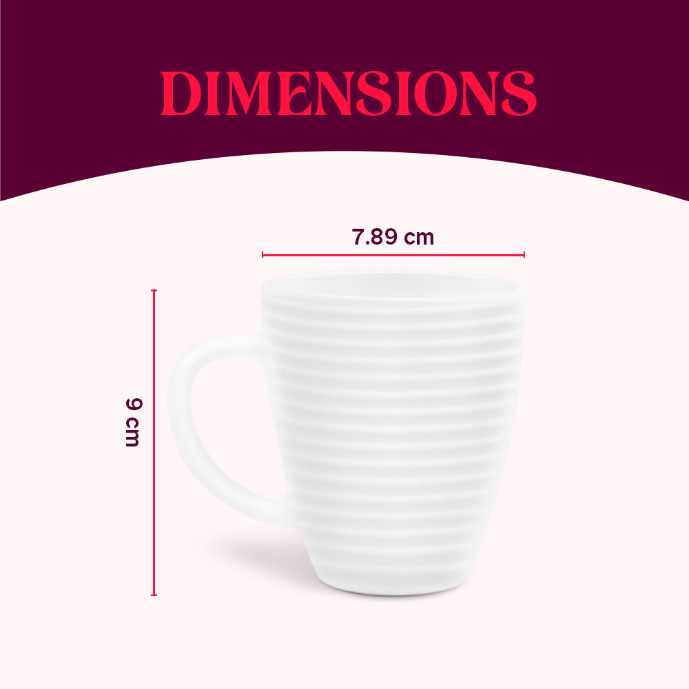 Larah By Borosil Orbit Mug, White, 240ml x 2