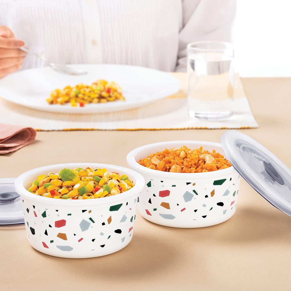 Larah By Borosil Confetti Storage Bowl Set, 400ml x 2