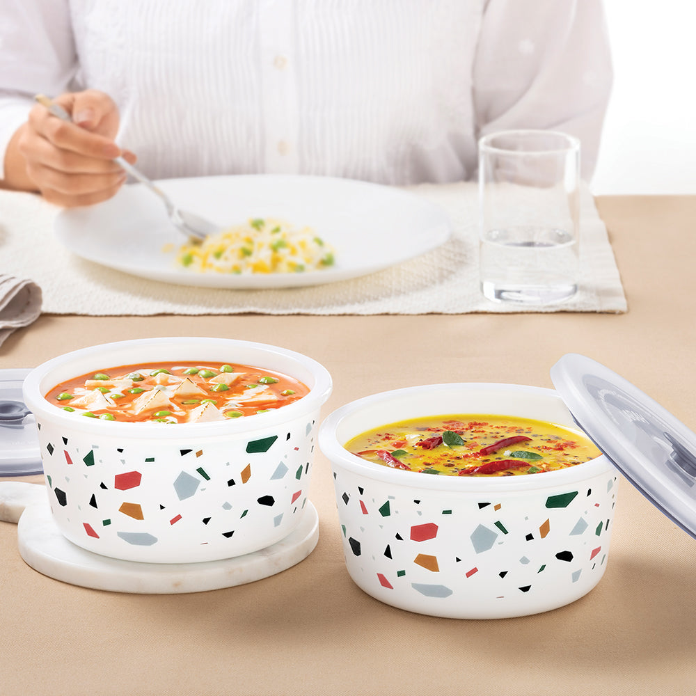 Larah By Borosil Confetti Storage Bowl Set, 800ml x 2