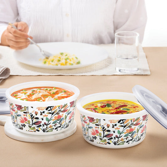 Larah By Borosil Lupin Storage Bowl Set, 800ml x 2