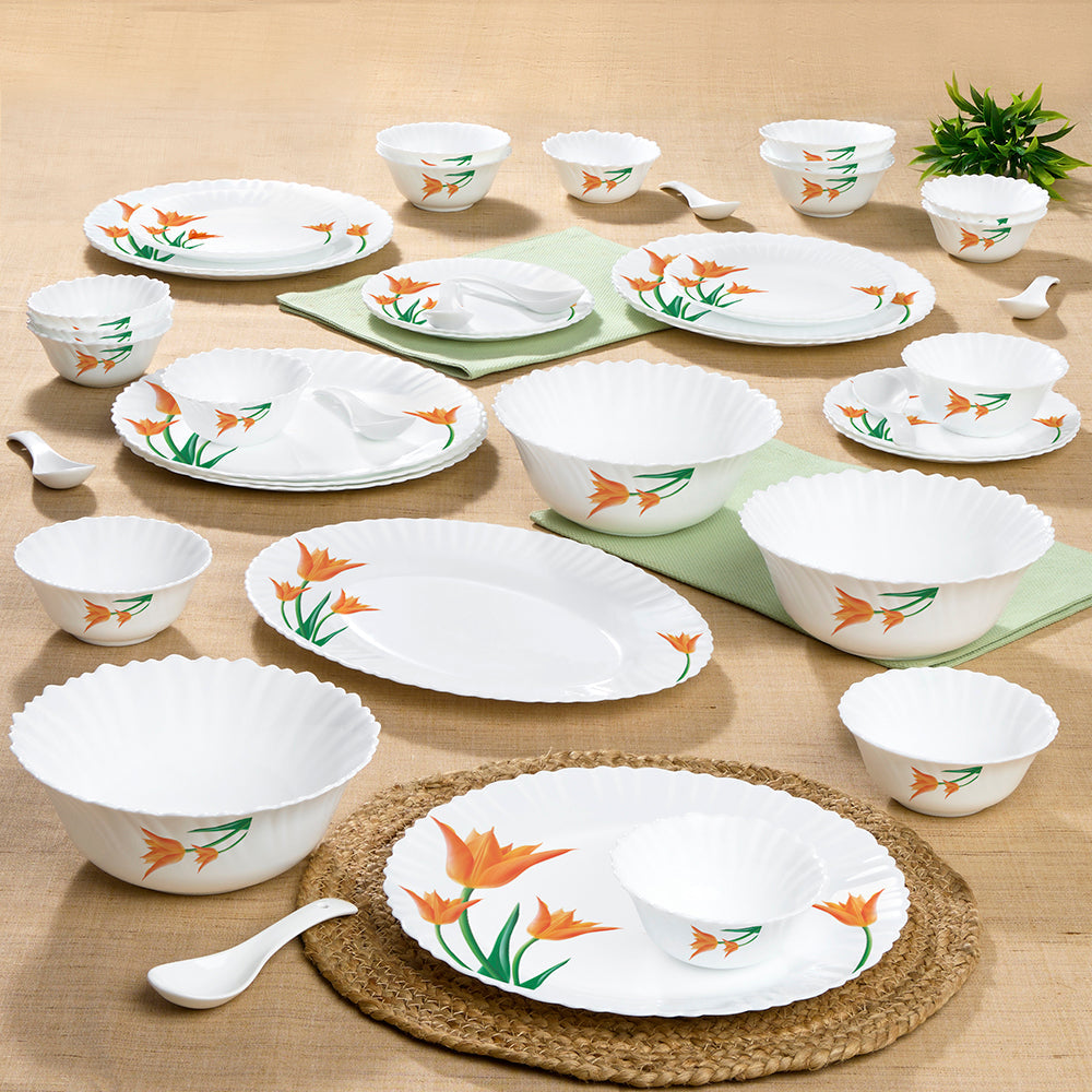 Larah by Borosil Firefly Dinner Set, 44 pc