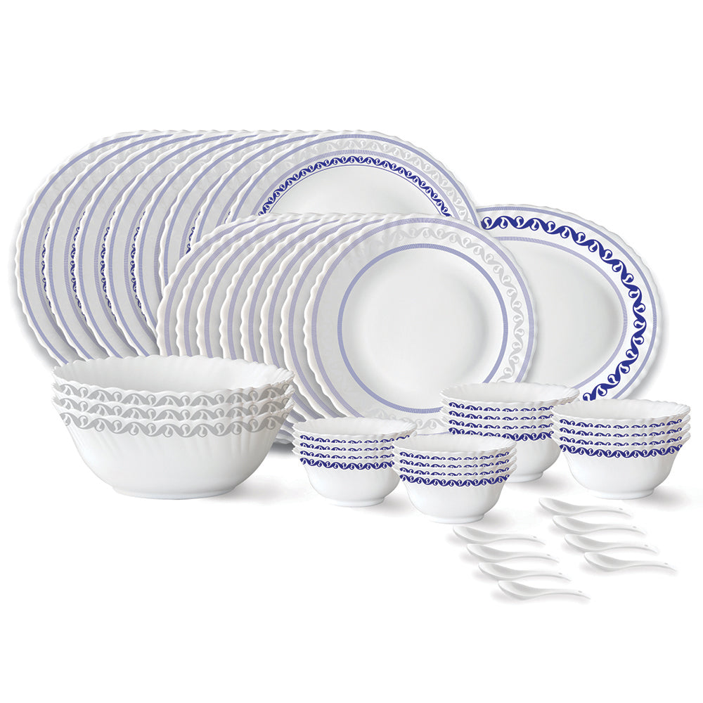 Larah by Borosil Jazzblue Dinner Set, 44 pc