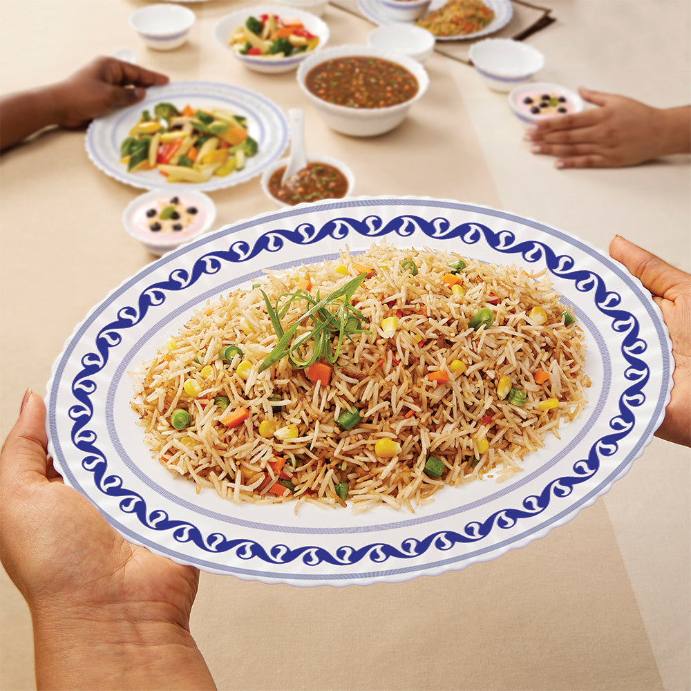 Larah by Borosil Jazzblue Dinner Set, 44 pc
