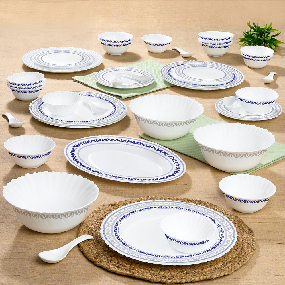 Larah by Borosil Jazzblue Dinner Set, 44 pc