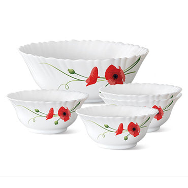 Larah by Borosil Red Carnation Pudding Set, 5 pc