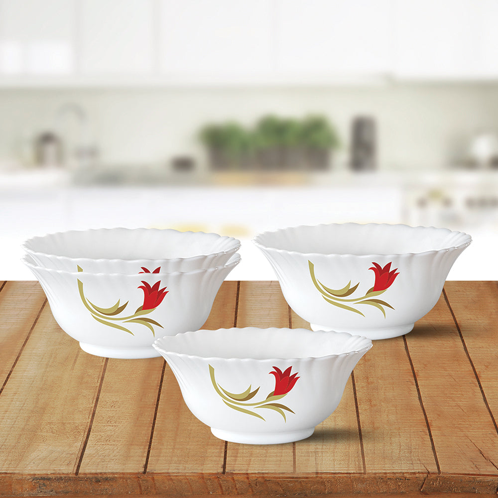 Larah by Borosil Red Lily Pudding Set, 5 pc