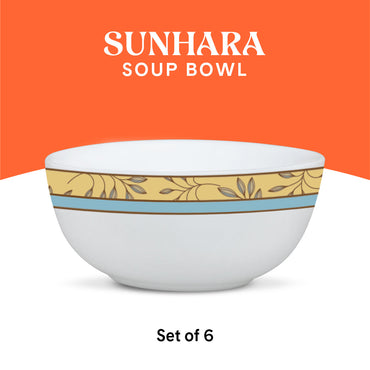 Larah by Borosil Sunhara Soup Bowl Set, 6 pc