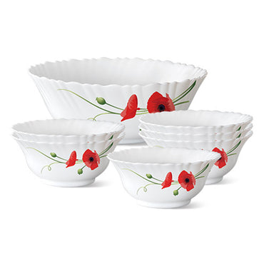 Larah by Borosil Red Carnation Pudding Set, 7 pc (Small)