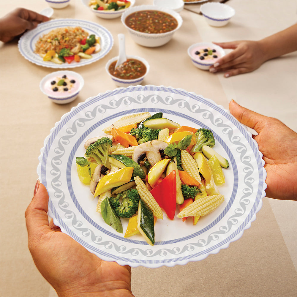 Larah by Borosil Jazzblue Dinner Set, 12 pc
