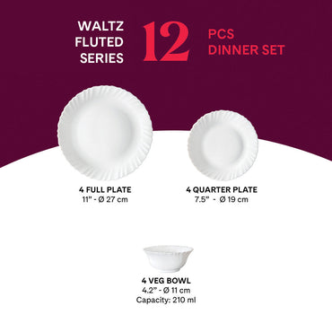 Larah by Borosil Waltz Dinner Set, 12 pc