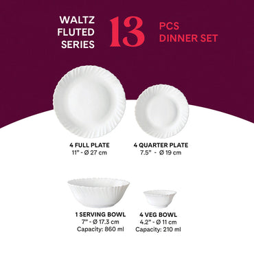 Larah by Borosil Waltz Dinner Set, 13 pc