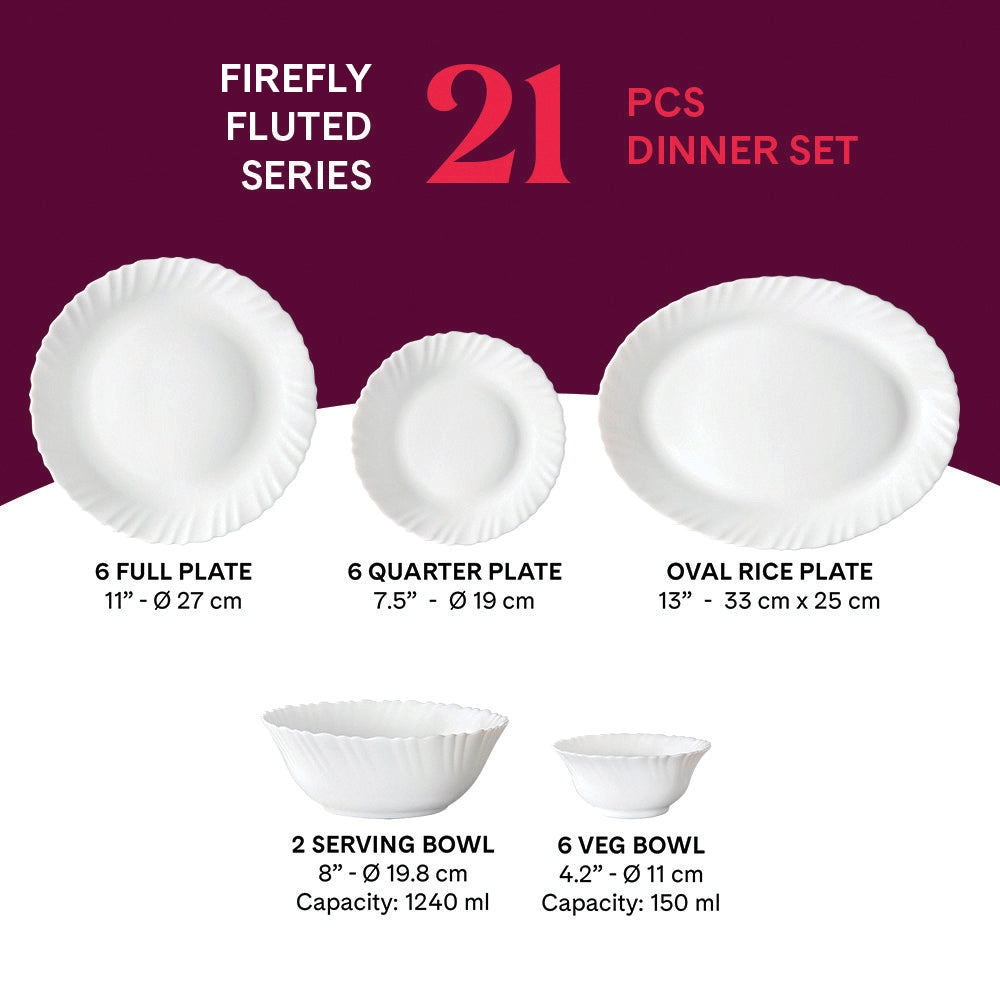 Larah by Borosil Firefly Dinner Set, 21 pc