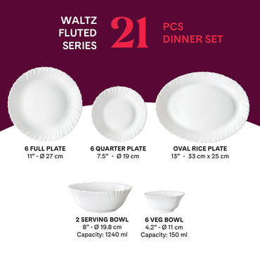 Larah by Borosil Waltz Dinner Set, 21 pc