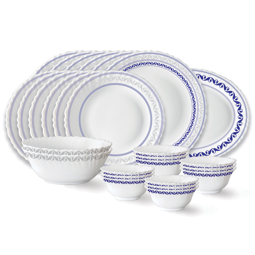 Larah by Borosil Jazzblue Dinner Set, 27 pc