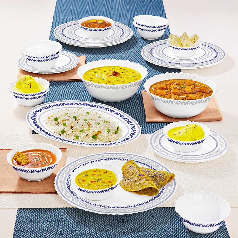 Larah by Borosil Jazzblue Dinner Set, 27 pc
