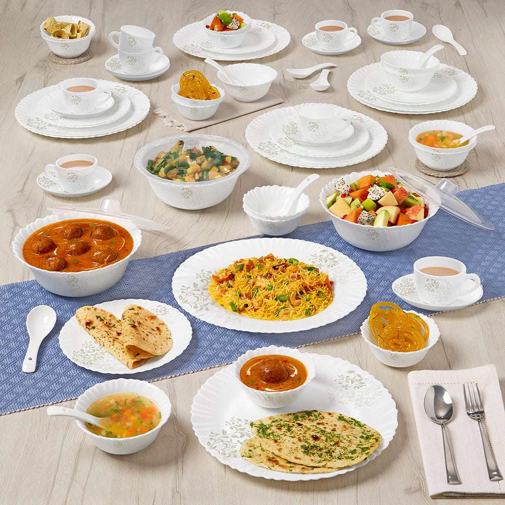 Larah by Borosil Ingot Dinner Set, 63 pc