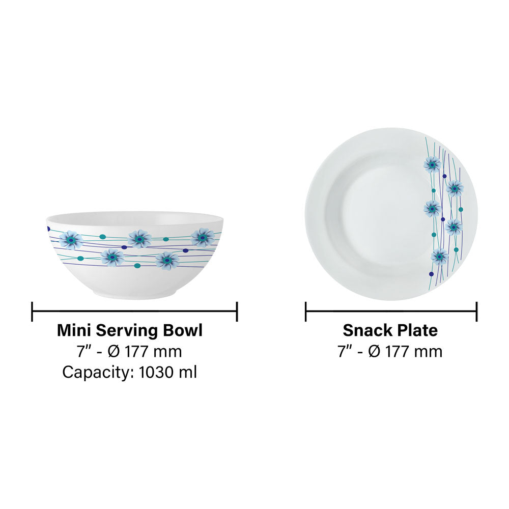 Larah by Borosil Bluebell Snack Set, 7 pc