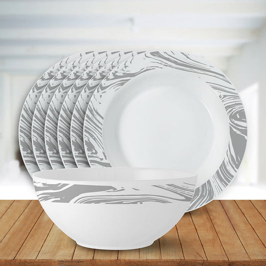 Larah by Borosil Marble Snack Set, 7 pc