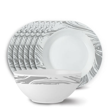 Larah by Borosil Marble Snack Set, 7 pc