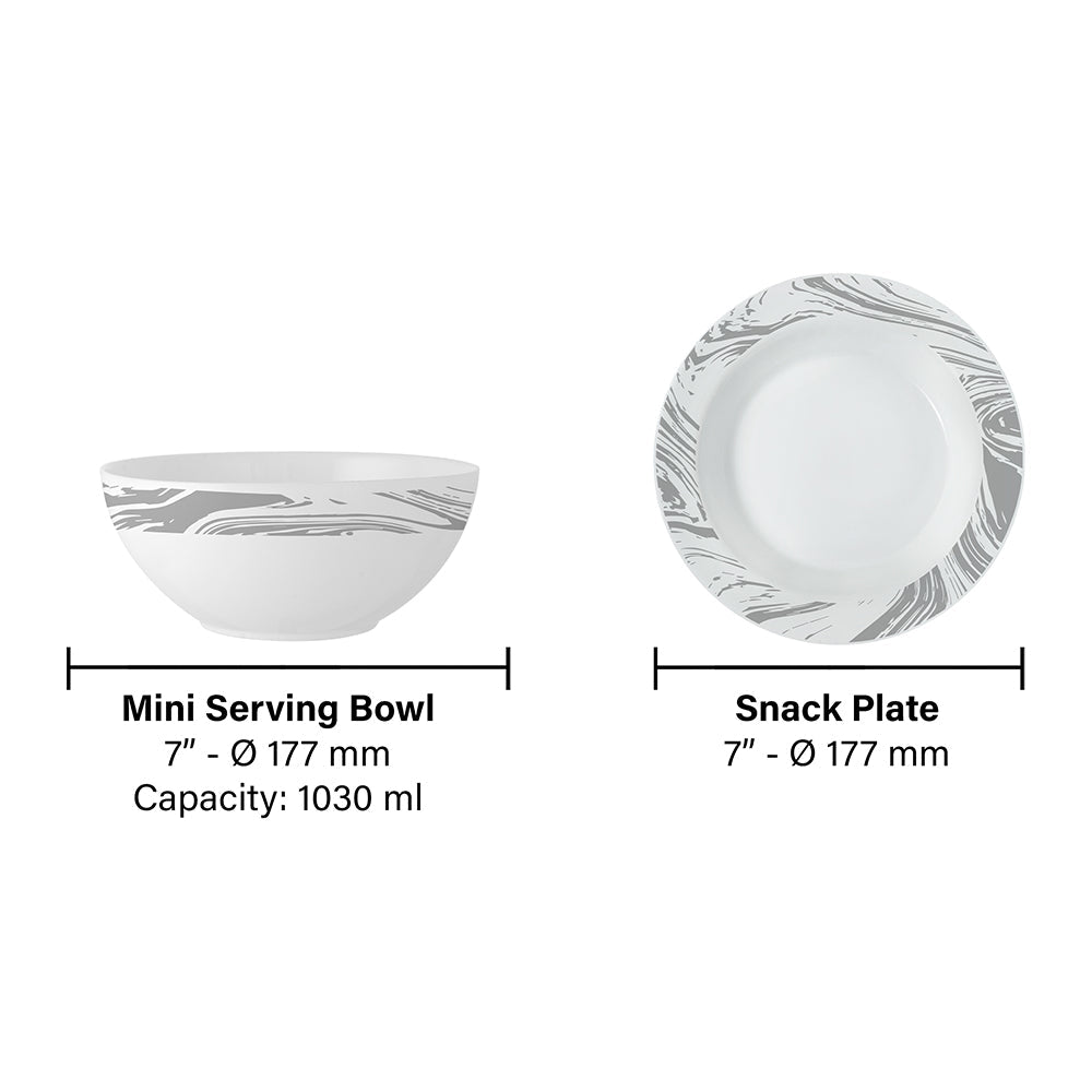 Larah by Borosil Marble Snack Set, 7 pc
