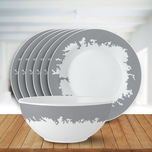 Larah by Borosil Silver Luna Snack Set, 7 pc